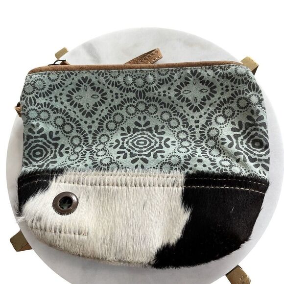 Myra Bag Handbags - Myra Bag Floral‎ Canvas Leather Hairon Pouch Wristlet Small Bag Purse